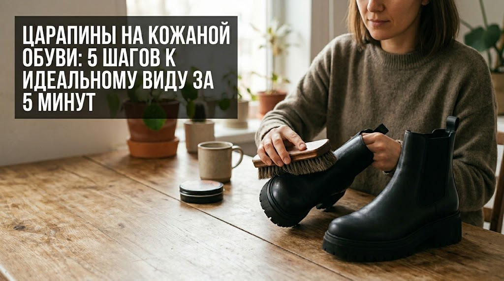 До и после удаления царапин на кожаной обуви за 5 минут