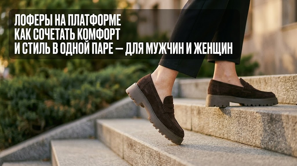 Стильные мужские и женские лоферы на платформе в современном образе