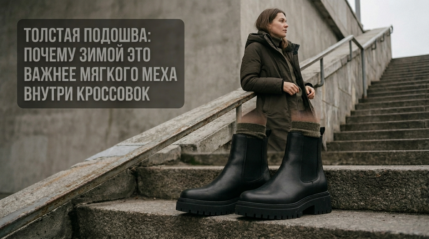 Зимние кроссовки с толстой подошвой крупным планом - правильный выбор обуви для защиты ног от холода и снега